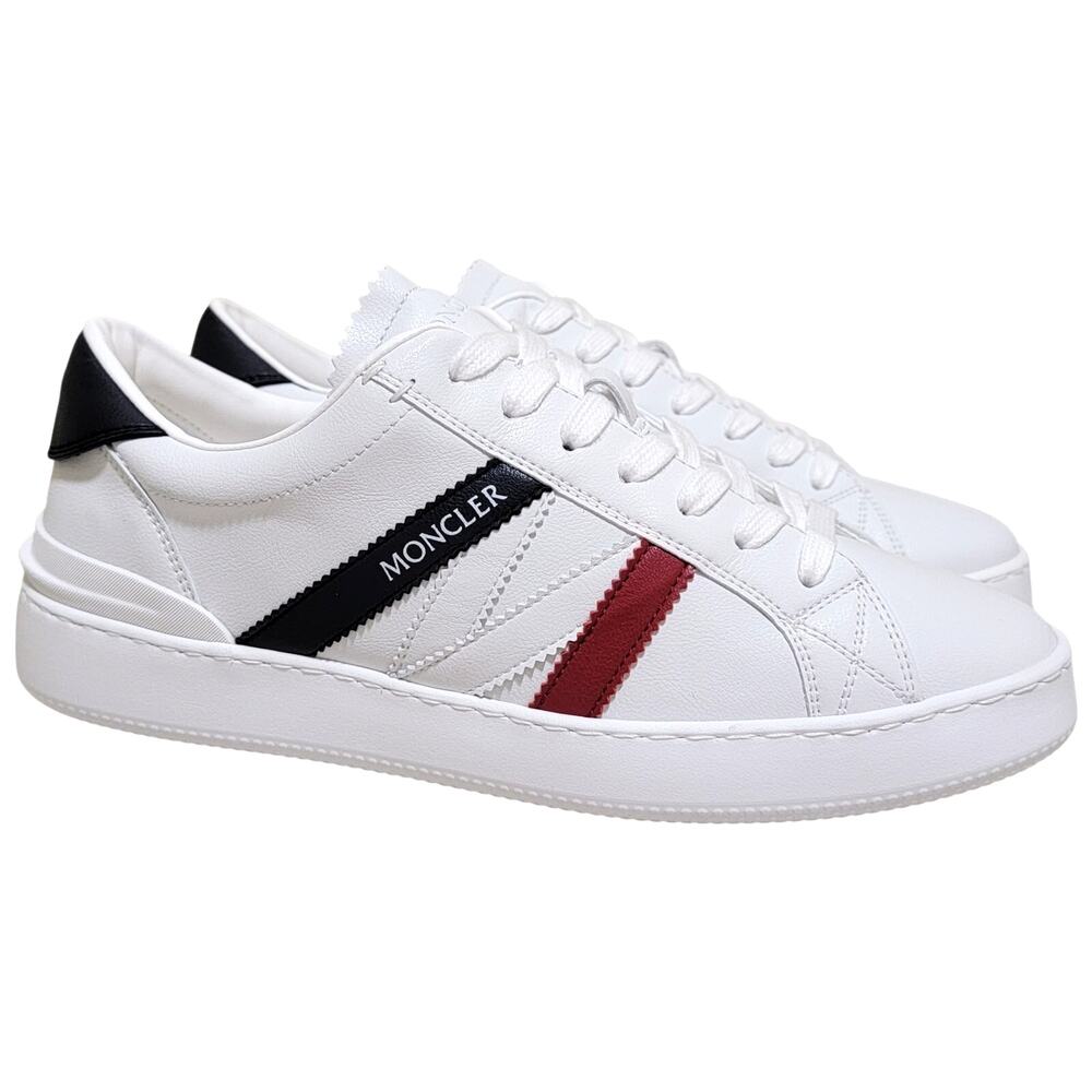 Moncler Men Monaco M Low Top Fashion Sneakers Size US 10 EU 40 White Blue Red